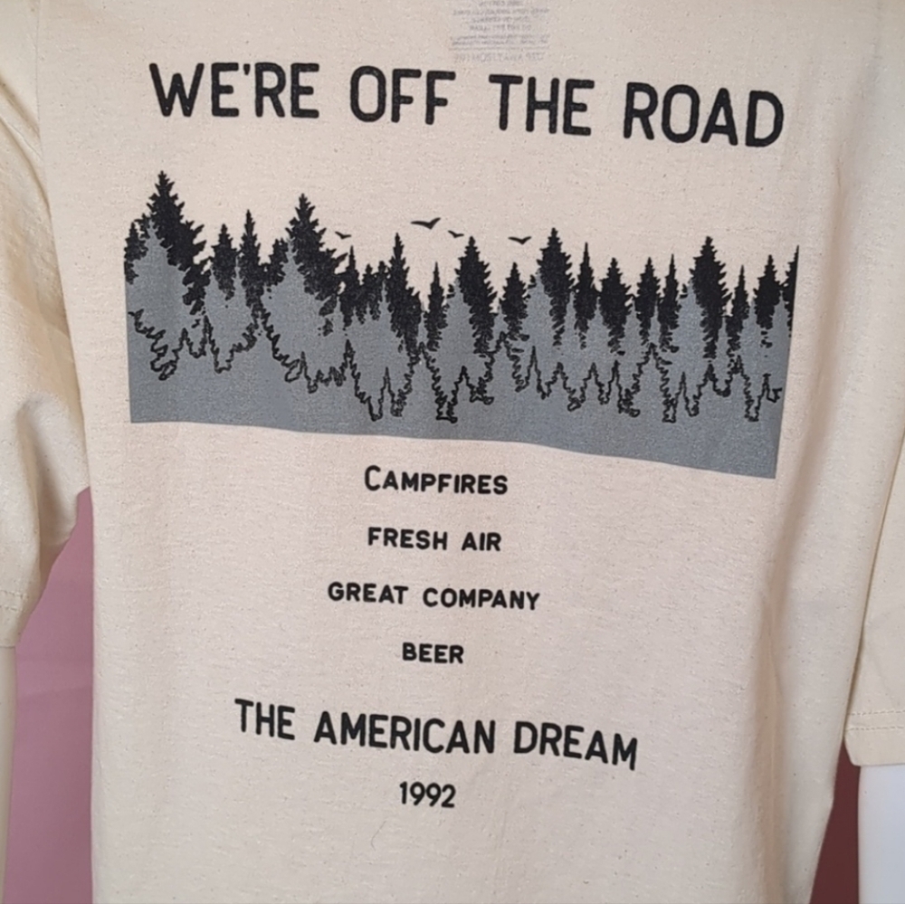 Nasty Gal We're Off the Road Short Sleeve Graphic Tee in Sand size Medium - Picture 2 of 5